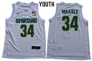 Youth Julius Marble Michigan State Spartans #34 Nike NCAA 2020 White Authentic College Stitched Basketball Jersey OG50M05VN